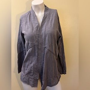 Neon Buddha Linen like Grey Open Front Shirt With Pockets.